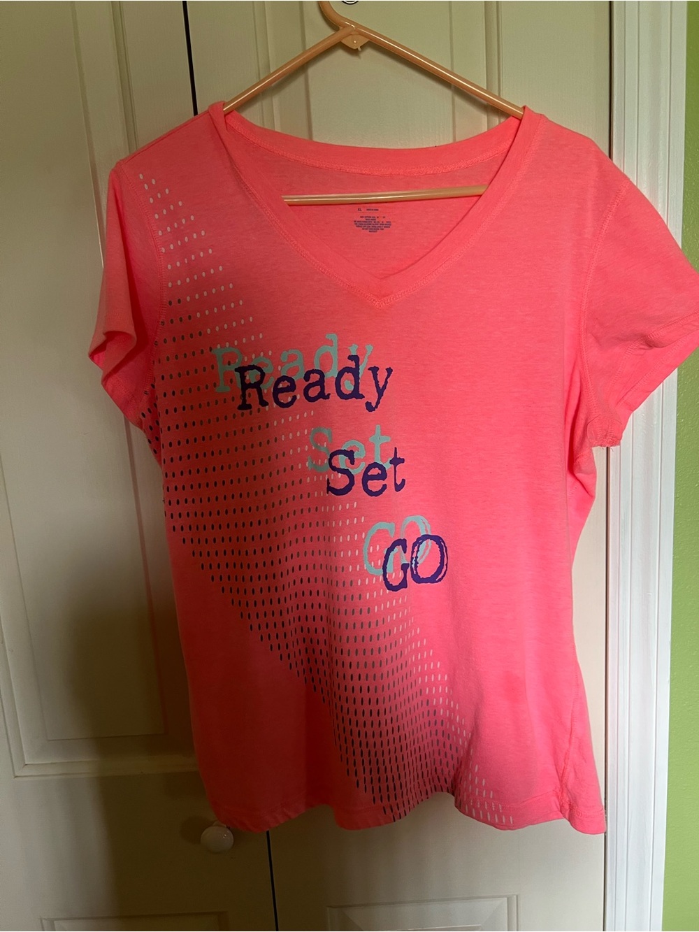 RBX Neon Coral V-Neck Graphic Tee